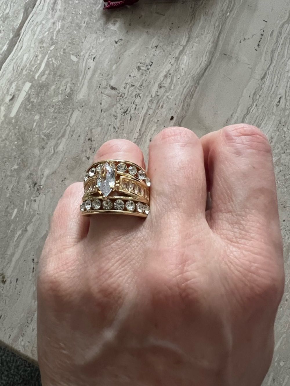 Gold-Tone Crystal Statement Ring - Women Jewelry